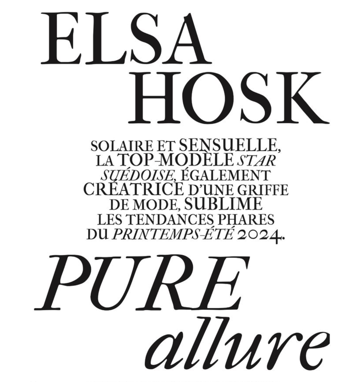 Elsa Hosk in Madame Figaro Sp 2024 Fashion by David Roemer — Anne